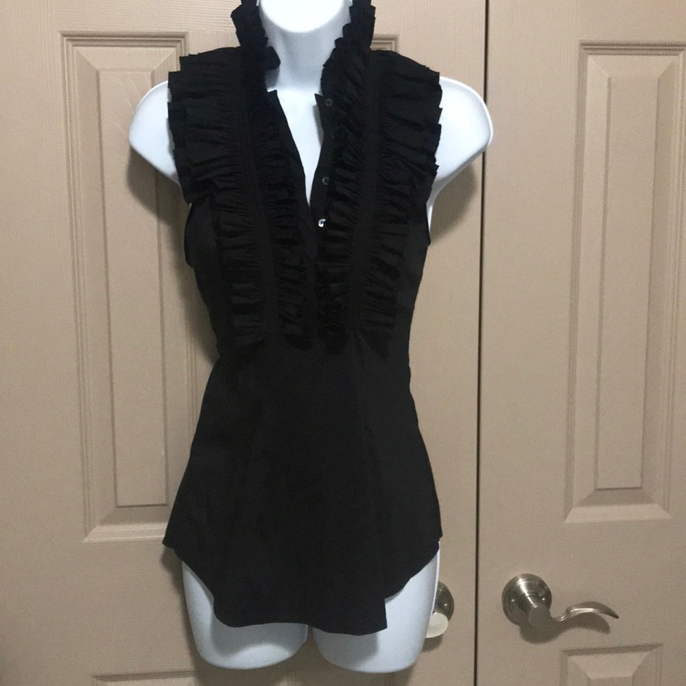 BCBG Maxazria Ruffled Neck Halter Blouse